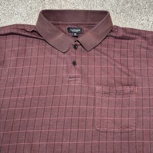 Van Heusen Men's Size XXL Burgundy Polo Shirt Short Sleeve Pocket